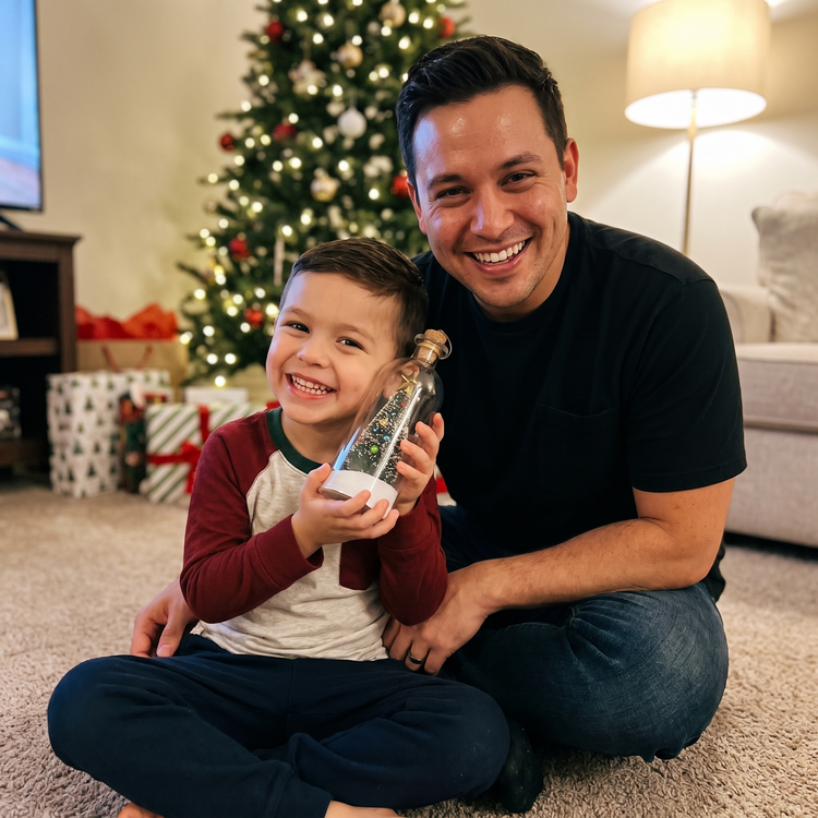 Customer with Christmas voice keepsake